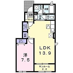 T・フロム1 1LDKの間取図画像