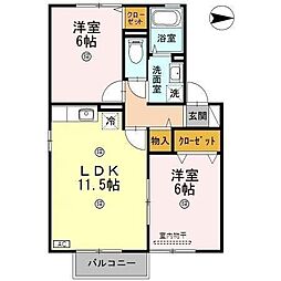 セジュール・ノヴァ 2LDKの間取図画像