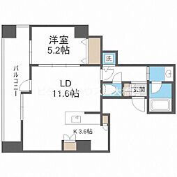 クロスレジデンス大阪新町 1LDKの間取図画像