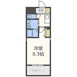 アスリート本町リバーウエスト 1Kの間取図画像