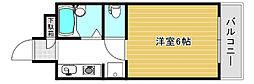 童夢ハイツマナベ 1Kの間取図画像