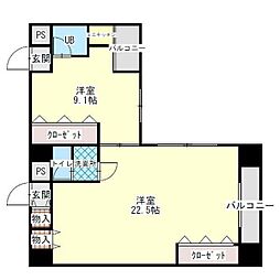 ニューライフ大手前参番館 1LDKの間取図画像