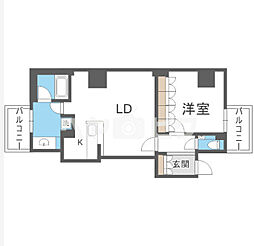 アステリオ北堀江ザ・メトロタワー 2LDKの間取図画像