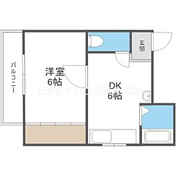 桜マンション 1DKの間取図画像
