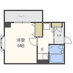 セレッソコート大阪城前 1Kの間取図画像