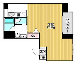 アライアンス船場 1Kの間取図画像