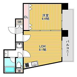 エルブ西長堀 1LDKの間取図画像