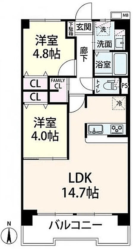 2LDK 間取り