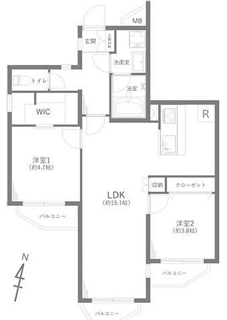 2LDK 間取り