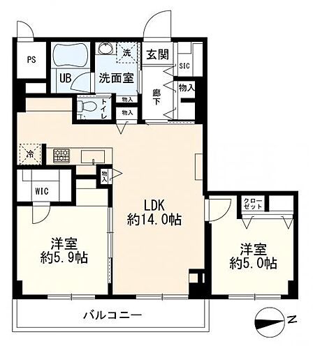 2LDK 間取り