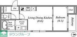 パルムズコート服部天神 1LDKの間取図画像