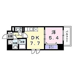ウィングコート天王寺 1DKの間取図画像