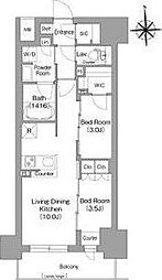 大阪市中央区博労町1丁目マンション 2LDKの間取図画像