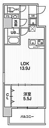 ラドゥセール九条 1LDKの間取図画像