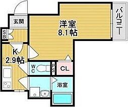 尼崎市元浜町3丁目アパート 1Kの間取図画像