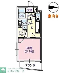 フローレス 1Kの間取図画像