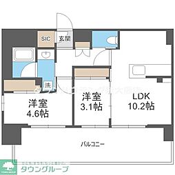 ジオエント梅田北リバーフロント 2LDKの間取図画像