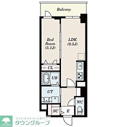 フレンシア西宮北口 1LDKの間取図画像