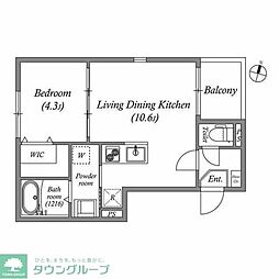 パラシオ柴島 1LDKの間取図画像