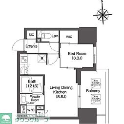 コンフォリア・リヴ本町WEST 1LDKの間取図画像