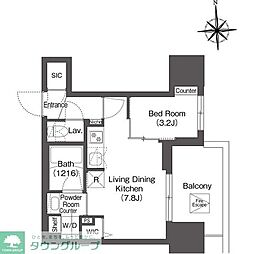 コンフォリア・リヴ本町WEST 1DKの間取図画像
