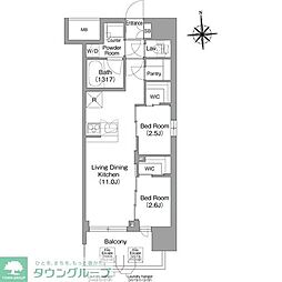 コンフォリア・リヴ淡路町一丁目 2LDKの間取図画像