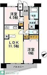 カスタリア阿倍野 2LDKの間取図画像