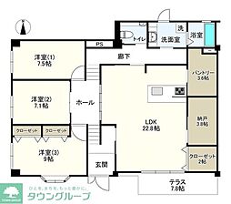 コンフォート山手 3SLDKの間取図画像