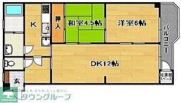チサンマンション第一江坂 2LDKの間取図画像