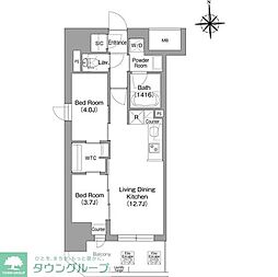 大阪市中央区博労町1丁目マンション 2LDKの間取図画像