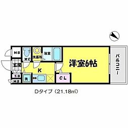 エスリード京橋 1Kの間取図画像