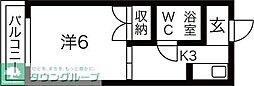 十三セブンハイツ 1Kの間取図画像