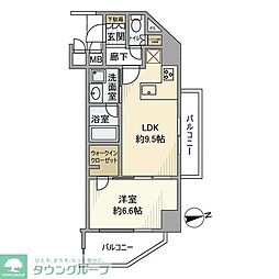 ダイナシティ北浜 1Kの間取図画像