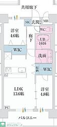 スプランディッド難波VII 2LDKの間取図画像