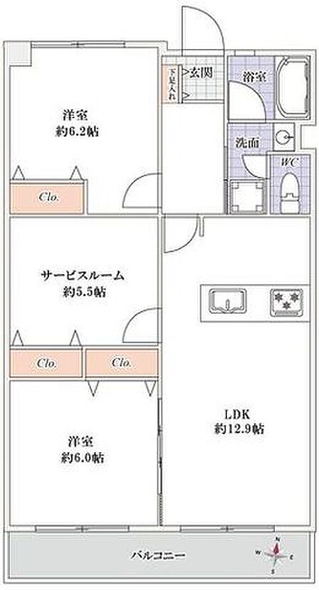 2SLDK 間取り