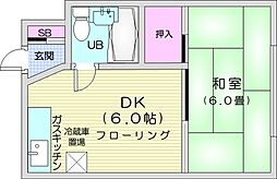 プレジデント円山 1DKの間取図画像