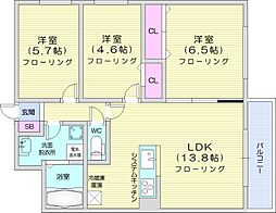 MODENA近代美術館 3LDKの間取図画像