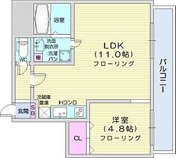 セルベッサ札幌レジデンス 1LDKの間取図画像