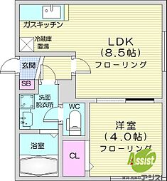 ヴィラ・フローラ 1LDKの間取図画像