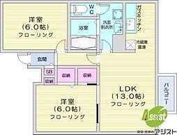 トリオ383 2LDKの間取図画像