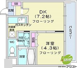 フランセジュール北20条 1DKの間取図画像