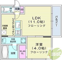 札幌市西区二十四軒三条3丁目マンション 1LDKの間取図画像