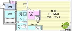 第25木村ビルサザンハイム北大 1Kの間取図画像