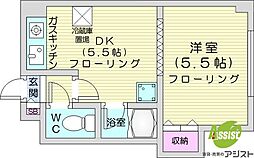 サニープレイスノース33 1DKの間取図画像