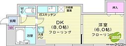ナチュレ南5条 1DKの間取図画像