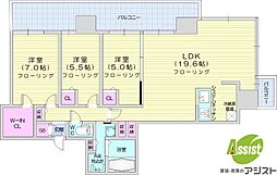ザ・札幌タワーズイーストタワー 3LDKの間取図画像