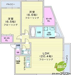 WELLZ N5(ウェルズN5) 2LDKの間取図画像