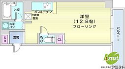 aptK ワンルームの間取図画像