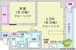 リベルティ大通 1LDKの間取図画像