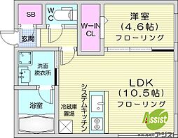 カレラ学園前 1LDKの間取図画像